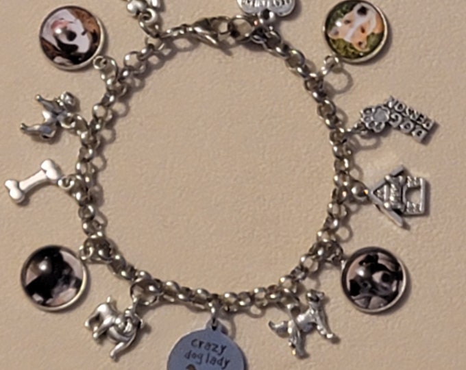 Silver Custom Crazy Dog Lady Chain Bracelet, Charm Bracelet, Dog Lovers Bracelet, Bracelet, Dog Lover, Chain Bracelet, Dog Bracelet