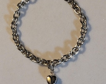 Braccialetto commemorativo a forma di cuore in argento per urna cineraria: gioiello commemorativo in acciaio inossidabile, idea regalo