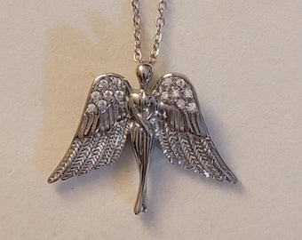 Silver Angel Urn Necklace: Cremation Jewelry, Memorial Keepsake