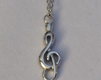Silver Treble Clef Cremation Necklace: Music Note Urn