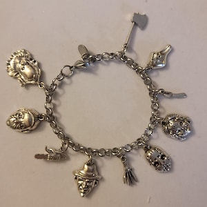 Silver Horror Movie Chain Bracelet, Scary Movie Charm Bracelet, Bracelet, Horror Movie Bracelet, Charm Bracelet, Chain Bracelet, Gift, Scare