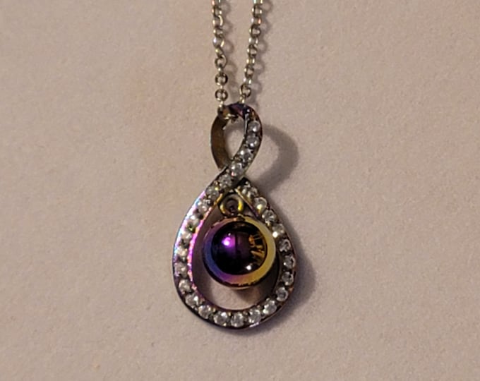 Silver Rhinestone Infinity with Ball Cremation Urn Necklace, Necklace, Necklace For Ashes, Cremation Jewelry, Infinity Urn, Necklace, Gift