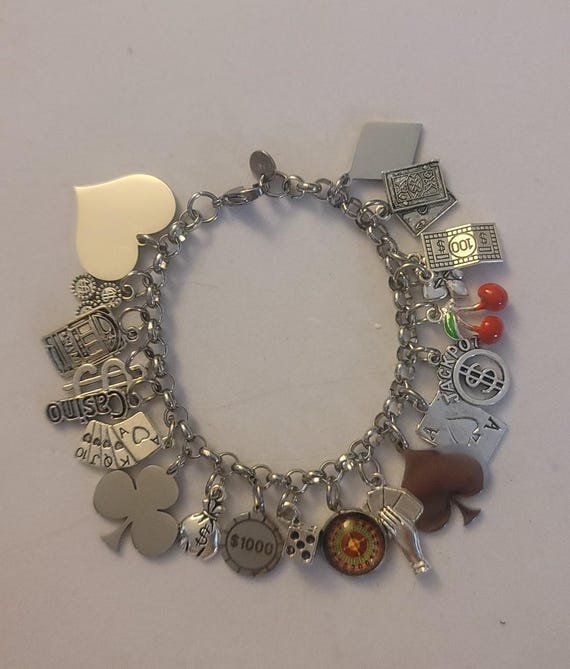 激安ショップ 食品 Silver Casino Chain Bracelet, Casino Charm Bracelet アクセサリー