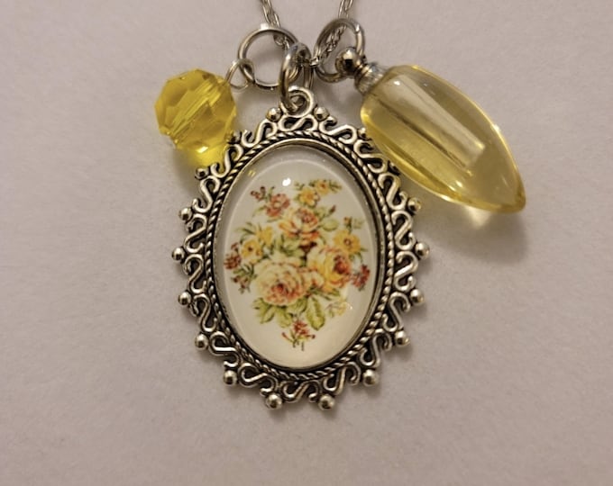 Silver Yellow Glass Cremation Urn Necklace, Cremation Jewelry, Memorial Jewelry, Urn Jewelry, Cremation Necklace, Memorial Necklace