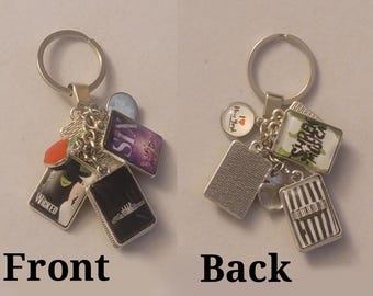 Silver Custom Broadway Playbill Charm Keychain, Keyring, Playbill Charm Keychain,  Playbill Charm Keyring, Gift, Key Ring, Key Chain