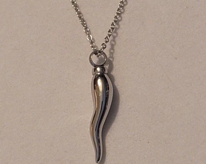 Silver Italian Horn Cremation Urn Necklace, Memorial Necklace, Memorial Jewelry, Cremation Jewelry, Necklace, Urn Necklace, Cremation Urn
