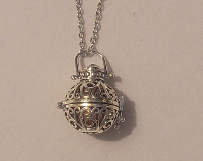 Silver Beautiful Ball Cremation Urn Necklace, Cremation Jewelry, Urn Jewelry, Memorial Jewelry, Urn Necklace, Cremation Necklace, Urn