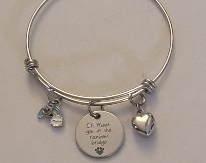 Silver Rainbow Bridge Cremation Urn Bracelet, Rainbow Bridge, Bracelet For Pets Ashes, Cremation Jewelry, Charm Bracelet Urn, Urn Bracelet