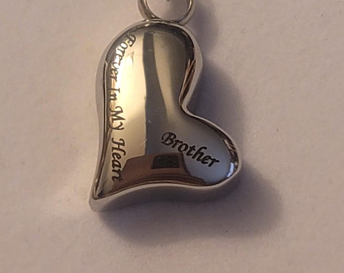 Silver Brother Cremation Urn Necklace, Forever In My Heart, Memorial Jewelry, Urn Jewelry,  Cremation Jewelry, Ashes Necklace, Brother Urn