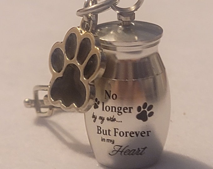 Silver Mini Urn Pet Cremation Locket  Urn Keyring, Cremation Urn, Keychain for Ashes, Mini Urn Keyring, For Pet Remains, Ashes