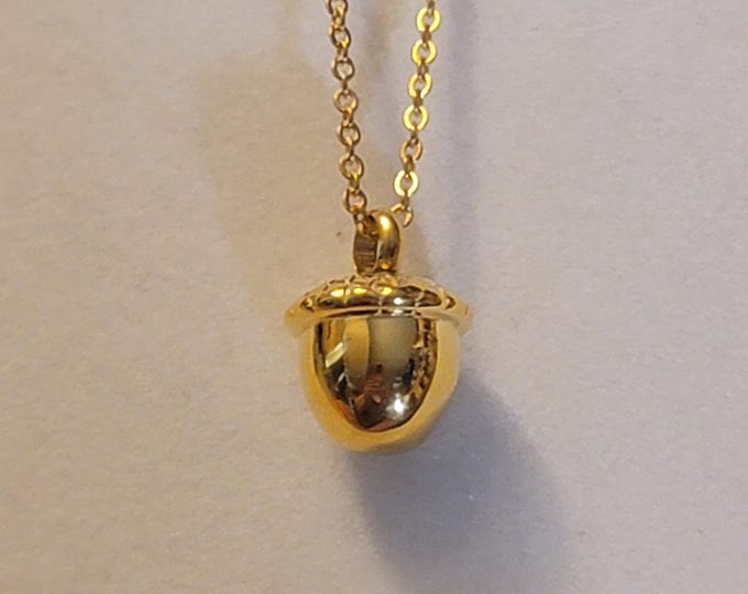 Gold Acorn Cremation Urn Necklace, Acorn Urn, Necklace For Ashes, Holds Human Remains,  Acorn Cremation Jewelry, Necklace, Acorn, Gift