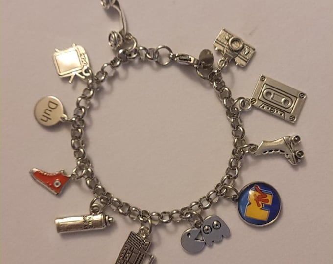 1980s Stainless Steel Charm Bracelet: Gen X Nostalgia