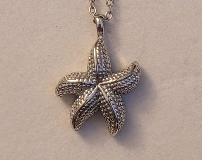 Silver Sea Star Cremation Urn Necklace, Cremation Jewelry, Urn Jewelry, Memorial Jewelry,  Urn Necklace, Starfish Urn, Necklace, Gift, Ashes