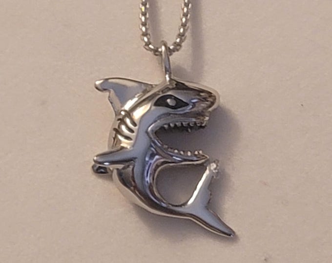 Silver Shark Cremation Urn Necklace, Cremation Jewelry, Cremation Necklace, Necklace, For Human Remains, For Ashes, Memorial Jewelry, Gift