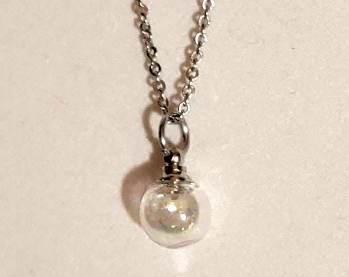 Silver Globe Cremation Urn Necklace: Ashes Memorial Jewelry