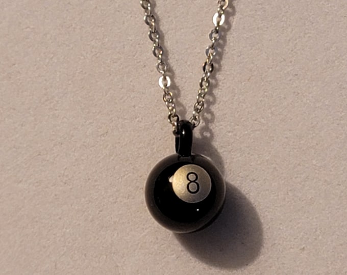Black 8-Ball Cremation Urn Necklace, Pool Player Urn, Necklace, Cremation Jewelry, Urn Necklace, Cremation Necklace, 8 Ball for ashes, Gift