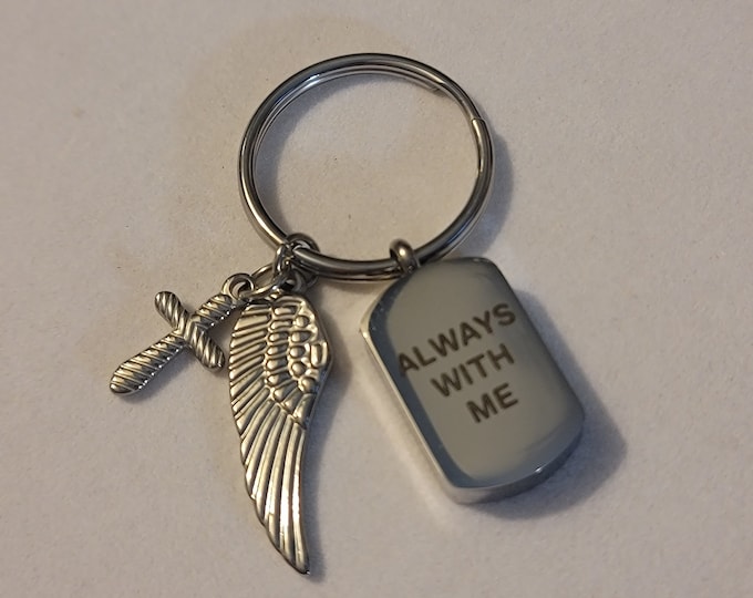 Silver Always With Me Cremation Urn Keyring,  Memorial Jewelry  Memorial Keyring,  Urn Keychain, Urn, Cremation Keyring, Keychain, Gift