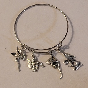 Silver Fairy Bangle Bracelet,  Fairy Charm Bracelet,  Fairies, Bracelet, Garden Fairies, Gift, Charm Bracelet, Bangle Bracelet