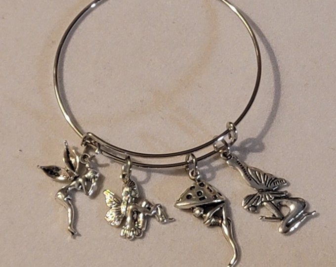 Silver Fairy Bangle Bracelet,  Fairy Charm Bracelet,  Fairies, Bracelet, Garden Fairies, Gift, Charm Bracelet, Bangle Bracelet