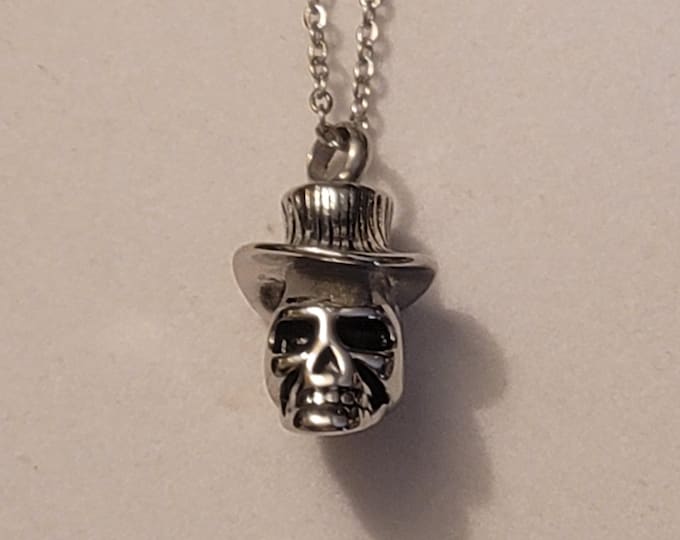 Silver Skull Cremation Urn Necklace, Necklace,  Skull, Necklace For Ashes, Cremation Jewelry, Skull Urn Necklace, For Human Remains