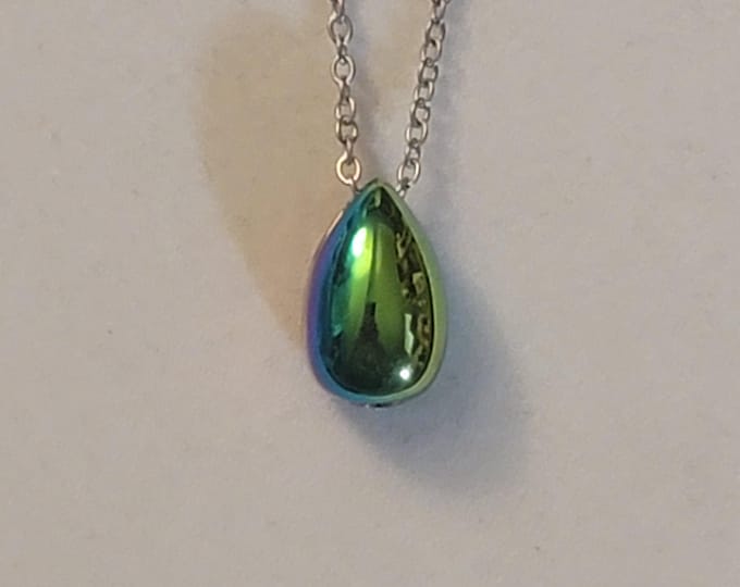 Iridescent Teardrop Cremation Urn Necklace, Cremation Jewelry, Ash Jewelry, Urn Necklace, Gift, For Ashes,  For Human Remains,  Teardrop