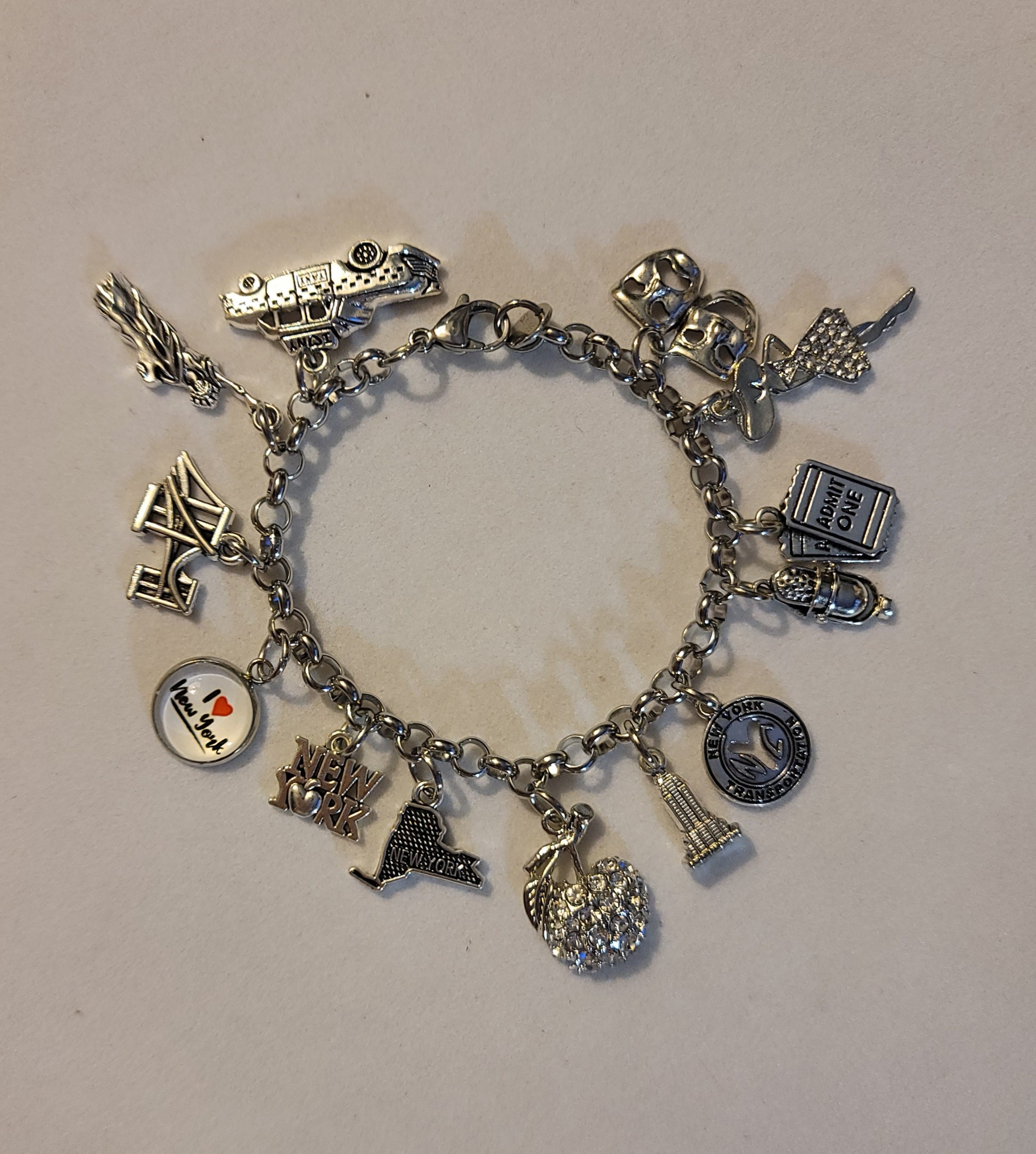 Silver New York Chain Bracelet, New York Charm Bracelet