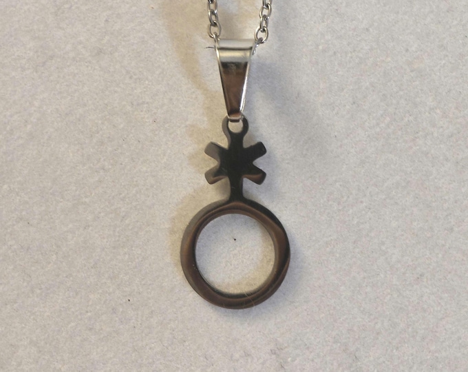 Silver Non Bionary Stainless Steel Charm Necklace, Pride, Gender Bionary, LGBTQIA+, Non Bionary, Necklace, Gift, Pride Jewelry, Pendant