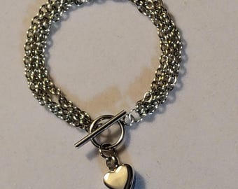 Bracciale con urna funeraria a forma di cuore in argento: gioiello commemorativo in acciaio inossidabile, regalo