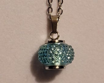 Blue Glass Cremation Urn Necklace: Memorial Jewelry