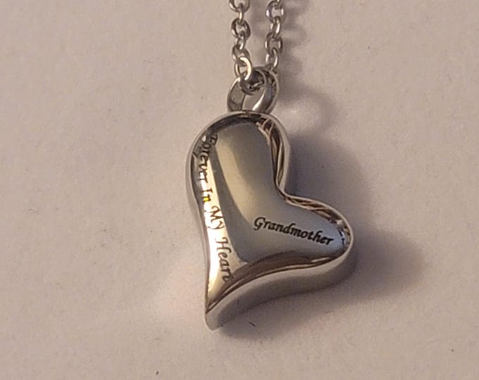 Silver Grandmother Cremation Urn Necklace, Forever In My Heart, Memorial Jewelry, Urn Jewelry,  Cremation Jewelry, Ashes Necklace, Urn