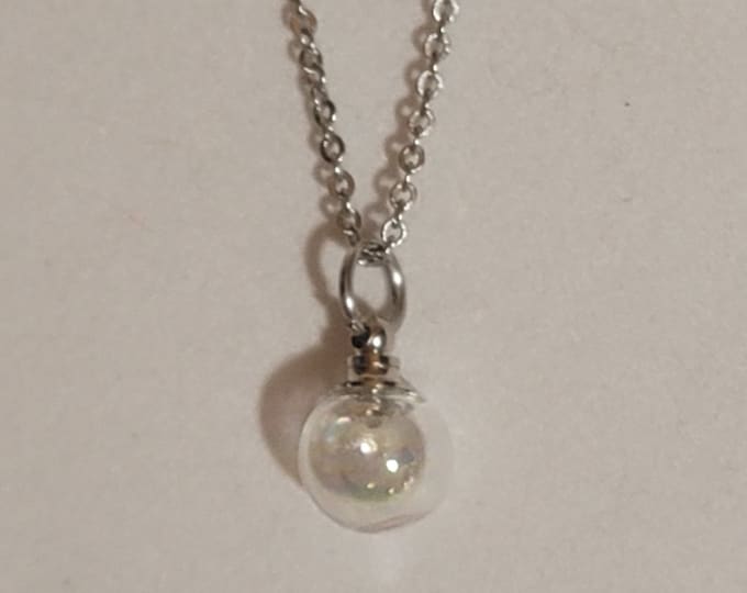 Silver See Through Globe Cremation Urn Necklace, Necklace For Ashes, Cremation Jewelry, Urn, Necklace, Gift, Urn Necklace, Ball Urn, Ashes