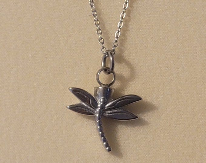 Silver Dragonfly Cremation Urn Necklace, Cremation Jewelry, Urn Jewelry, Memorial Jewelry,  Urn Necklace, Cremation Necklace, Necklace, Gift