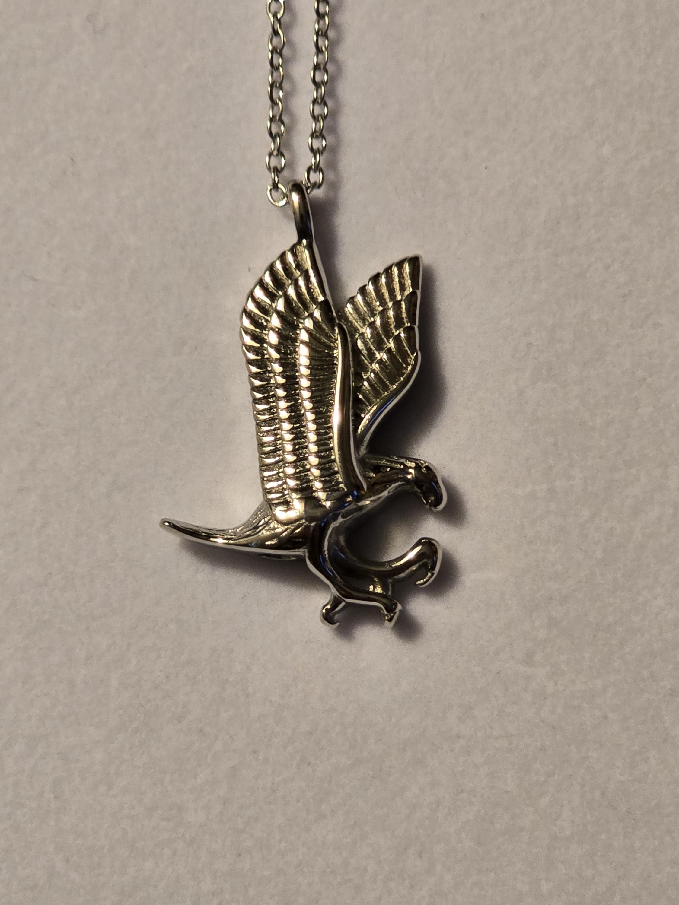 Silver Eagle Cremation Urn Necklace: Stainless Steel Memorial Jewelry, For Ashes