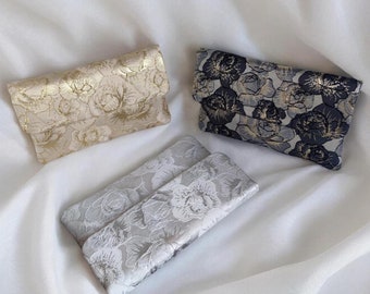 Floral Satin Foldover Clutch Bag: Evening Party Handbag