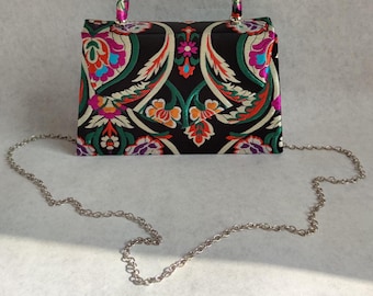 【美品】Louren flower jacquard clutch bag QZUnique Women Love Angel Floral Evening Bag Rose Embossed