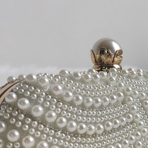 pearl clutch bag close up