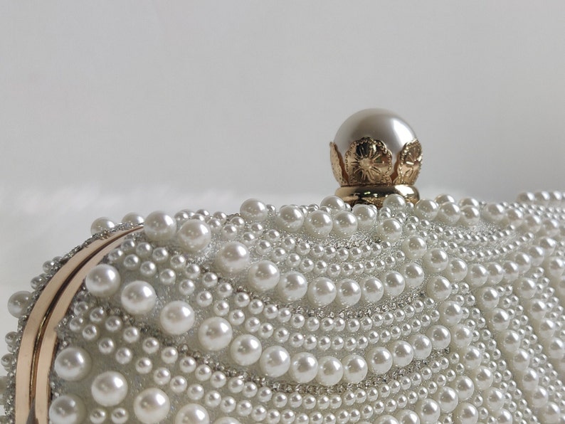 pearl clutch bag close up