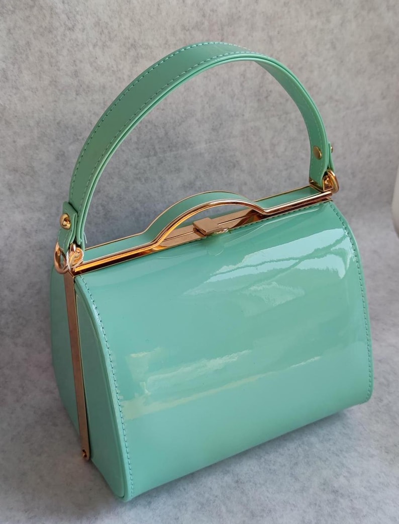 Patent Faux Leather Embossed Top Handle Swing Bag main image 1