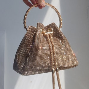 Rhinestone Drawstring Handle Bag