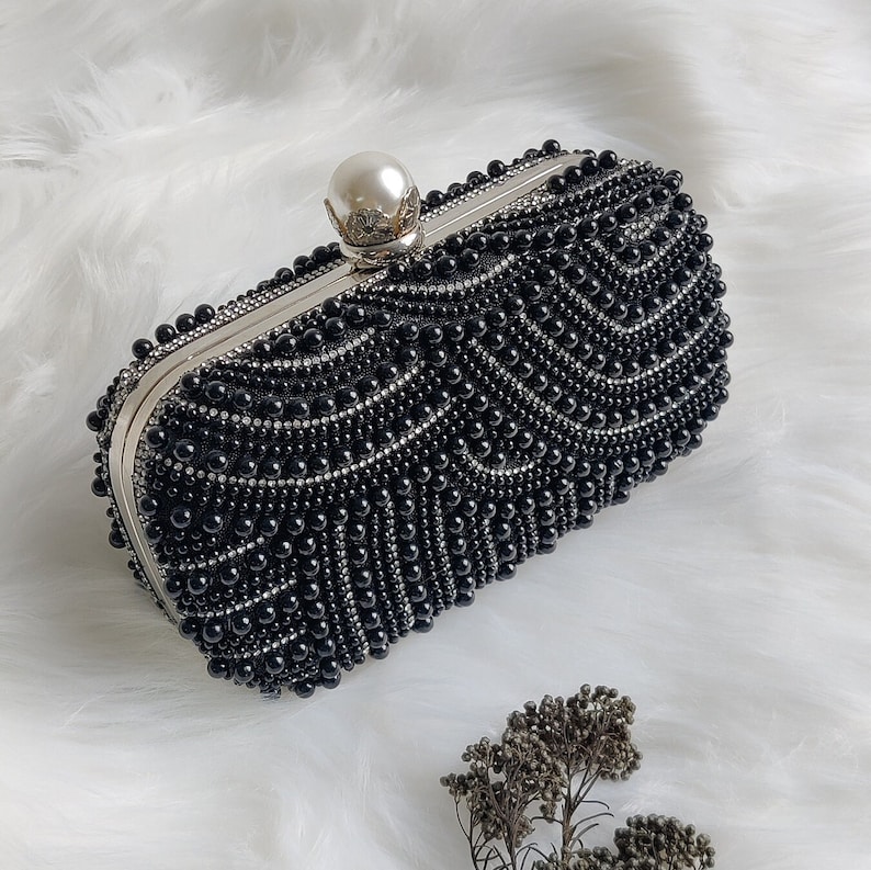 black pearl evening clutch