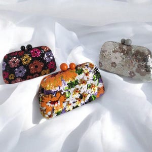 Bolso de mano con diseño floral y lentejuelas con correa de hombro desmontable - Bolsos de mano para invitados de boda y de noche con flores