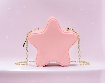 Mini Star Shaped Shoulder Bag - Kawaii Style Accessory - Pink White Lilac  Crossbody Bags for Kids - Cute Gifts for Girls