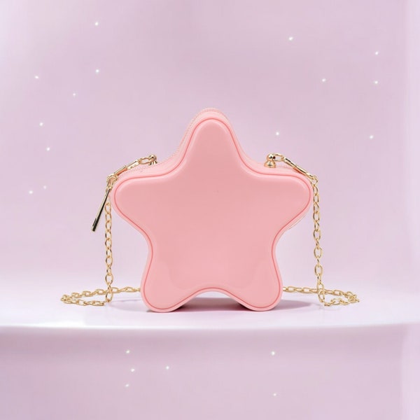 Mini Sternförmige Umhängetasche - Kawaii Stil Accessoire - Rosa Weiß Lila Umhängetaschen für Kinder - Nette Geschenke für Mädchen