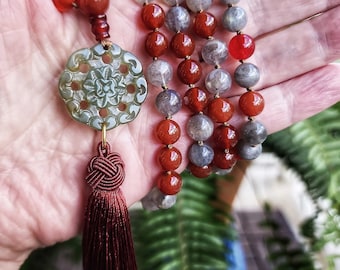 Mala, Carnelian and Labradorite