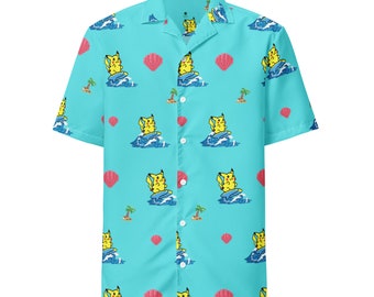 Surfing Pikachu Hawaiian Ocean Button Up Shirt