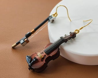 Boucles d'oreilles violon, boucles d'oreilles pendantes musicales, cadeaux d'anniversaire, cadeaux de remise des diplômes, cadeaux pour mélomanes