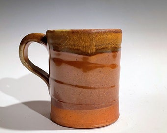 Orange Mug – Gold Mug – Coffee Cup – Coffee Mug – Tea Cup – Large Mug – Rustic Mug – Wood Fired Mug – Handmade Pottery