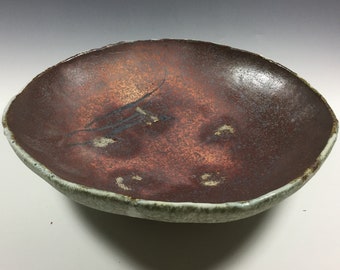 Brown Serving Bowl – Fruit Bowl – Table Centerpiece – Wood Fired Bowl – Wedding Gift – Handmade Pottery