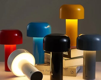 Lampe de table champignon design italien, veilleuse, portable, lampe décorative tactile rechargeable sans fil avec USB, parfaite pour le chevet ou le bureau