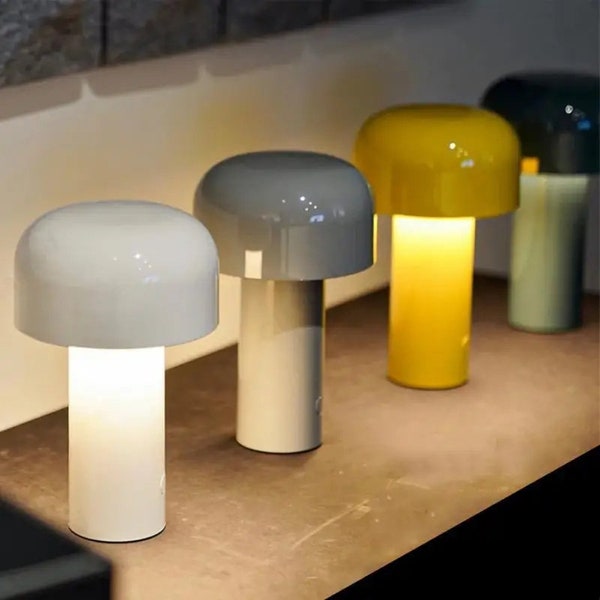 Italian Mushroom Table Lamp Rechargable Night Light Portable USB Charging Touch Bedside Wireless unique  Table Lamp Living Room Decoration